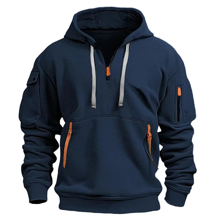 【S-5XL】Męska sportowa bluza z kapturem zapinana na zamek i wiele kieszeni-3770240