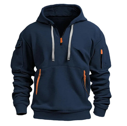 【S-5XL】Męska sportowa bluza z kapturem zapinana na zamek i wiele kieszeni-3770240