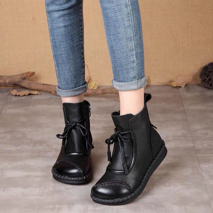 🔥【35-40】🥾Damskie botki ze skóry naturalnej z aksamitem