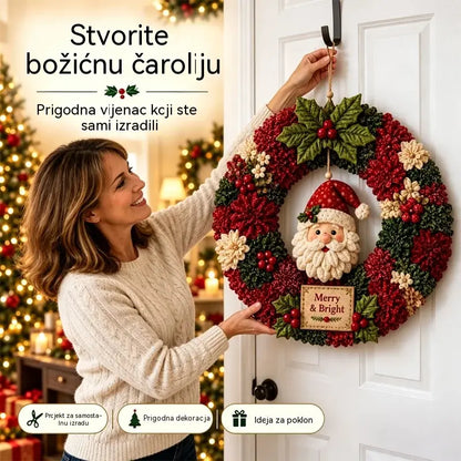 ⏰ ✨ Napravite božićni vijenac koji ćete s ponosom pokazati 🎄❤️ Komplet za izradu (3D tehnika umetanja tkanine) s uključenim podukama i vodičem.