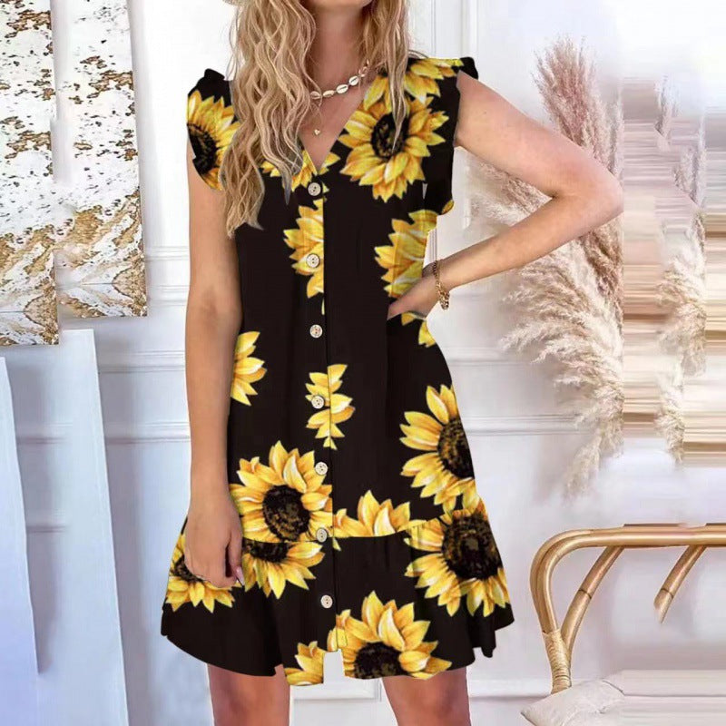 【40-90kg】2025 Nowa luźna sukienka z dekoltem w serek
