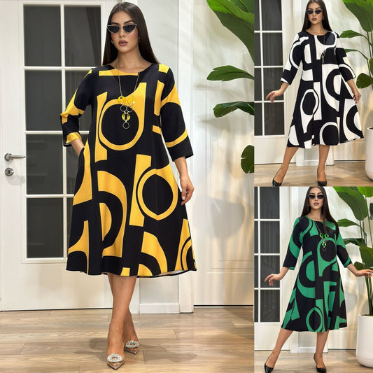 【50% zniżki】【S-5XL】👗Nowa elegancka sukienka w geometryczne linie