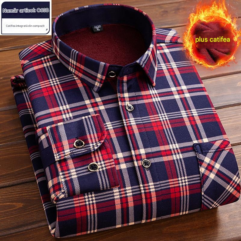 👔【L-4XL】Ciepła koszula w aksamitną kratę na jesień i zimę ✅【45-95kg】