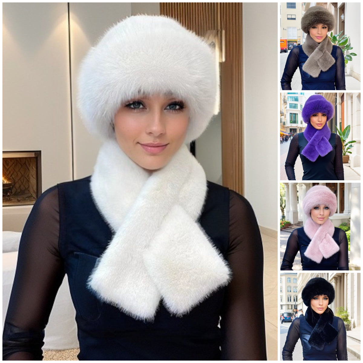 🔥🧣🎩 【Bestseller! ⭐Omezená nabídka 42% sleva】❄️Novinka 2025: Dámská zateplená, teplá a větruodolná 🧣🎩 [módní zimní šála + plyšová čepice]