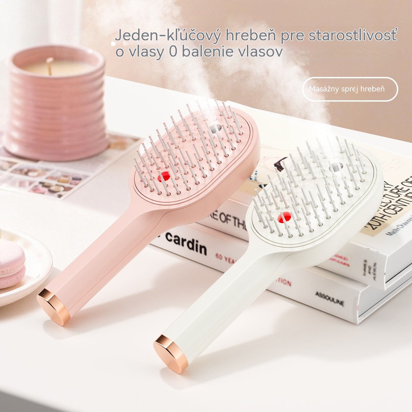 💖💨Češalj s funkcijom prskanja jednim gumbom koji učinkovito sprječava zapetljavanje kose.