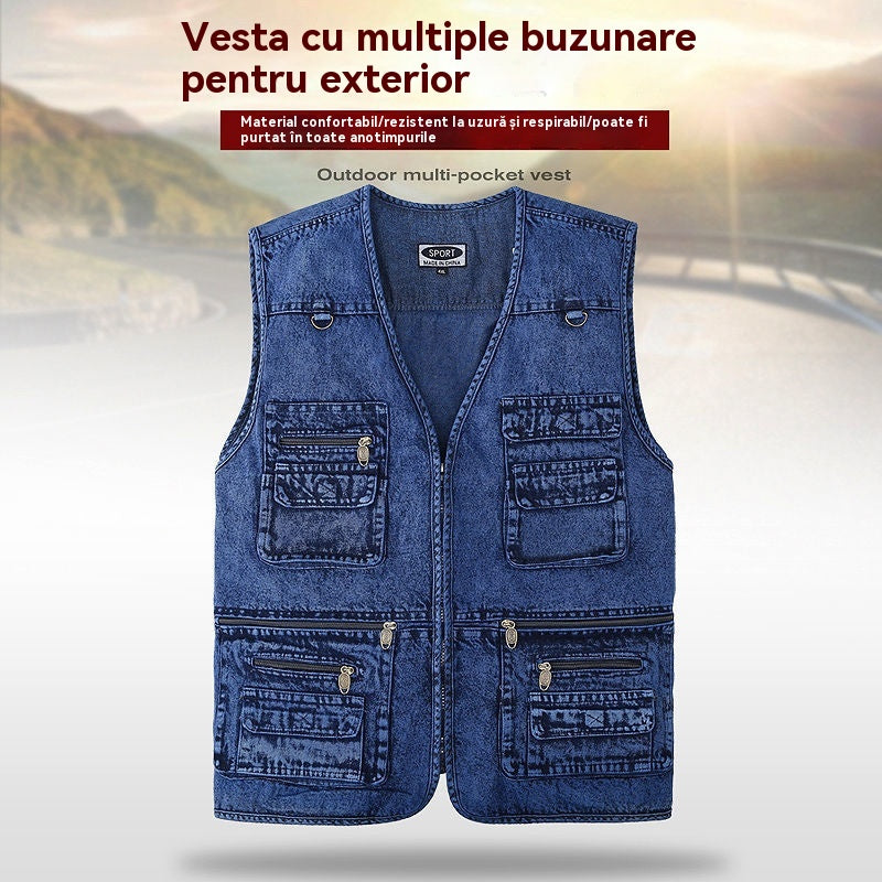 🔥50% OFF【XL-7XL】2025 Męska kamizelka dżinsowa z wieloma kieszeniami
