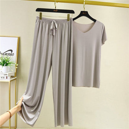 🔥Proizvodi od meke svile❤️Kratki rukavi + široke pantalone❤️Top + pantalone [dvodijelni set]