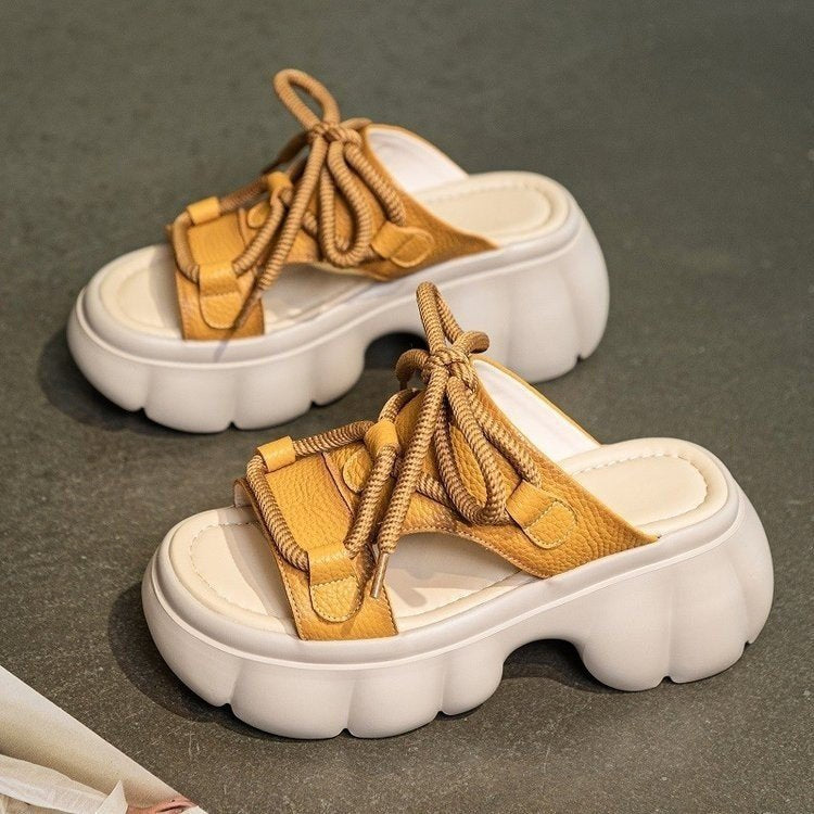 【35-40】Chunky buty na megaplatformie z sznurowadłami – Zyskujesz wzrost, styl uliczny i maksymalny komfort w jednym kroku!