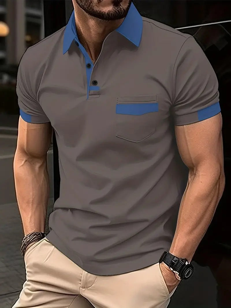 👔✨【S-3XL】Elegantna nova muška ležerna polo majica s ovratnikom na spuštanje i gumbima, jednobojna.