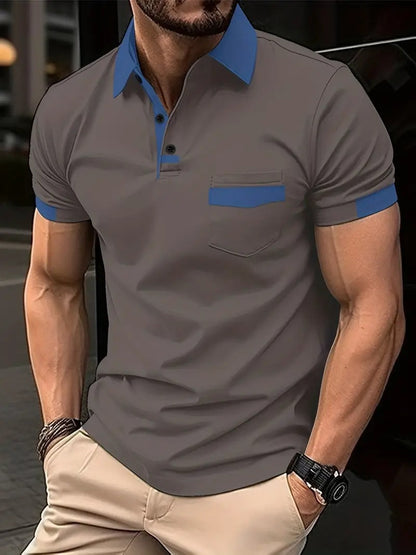 👔✨【S-3XL】Elegantna nova muška ležerna polo majica s ovratnikom na spuštanje i gumbima, jednobojna.