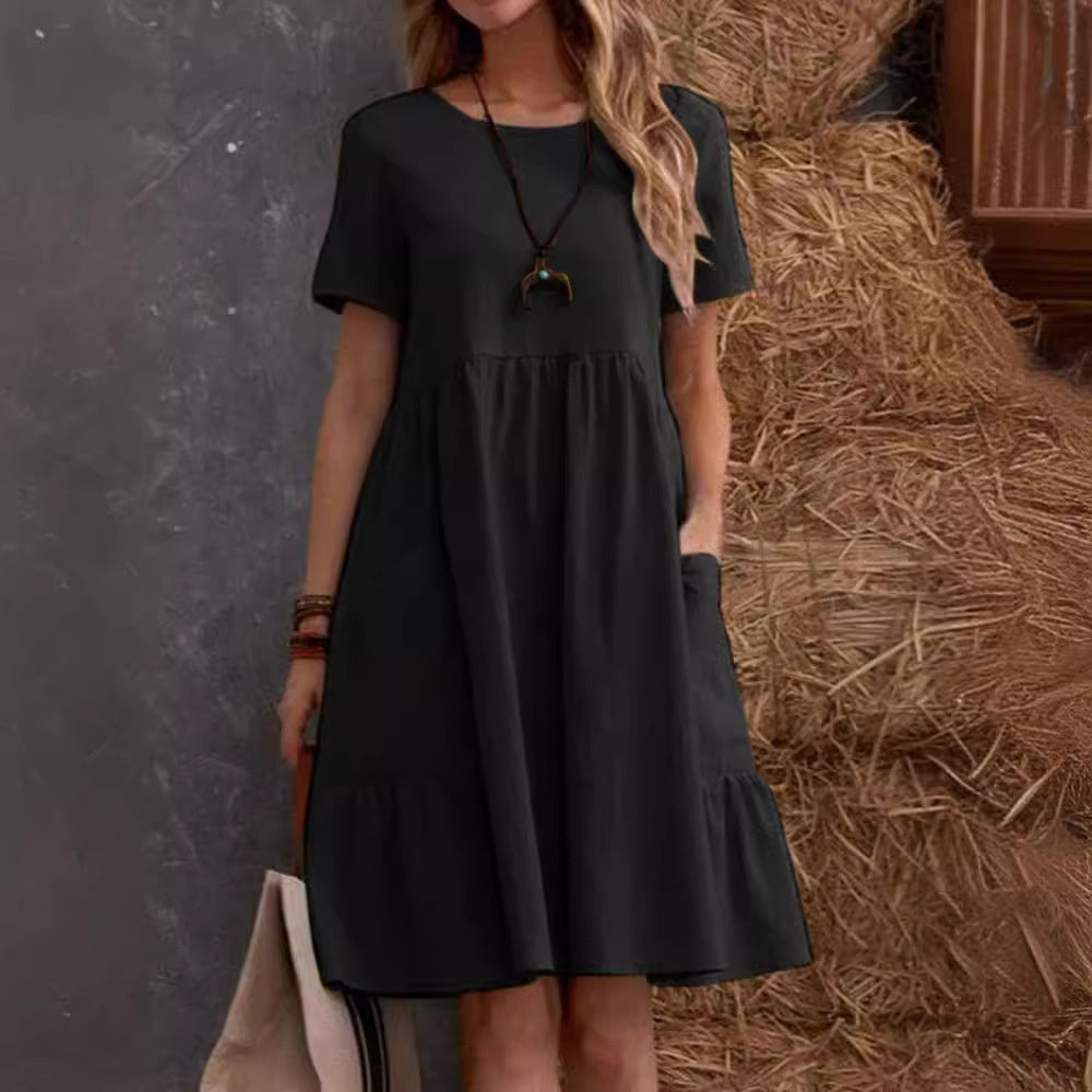 👗💖Vremenski ograničena promocija😍【S-4XL】✨Nova haljina za proljeće/ljeto 2026., kratki rukavi s V-izrezom.