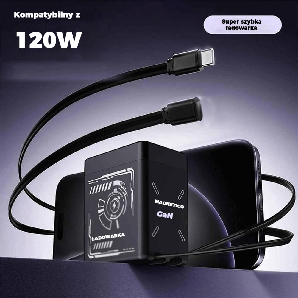 ⚡Szybka ładowarka 2w1 120W GaN, kompatybilna z iPhone, telefonami i tabletami