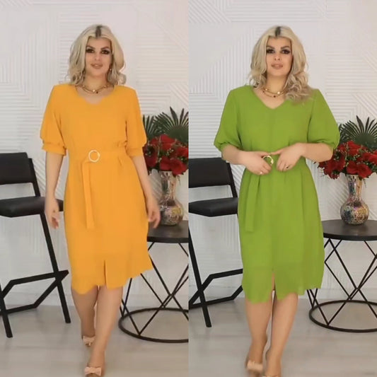 🌼【S-5XL】【Wróżka Wiosenna】💐Nowa wygodna sukienka z szyfonu z paskiem
