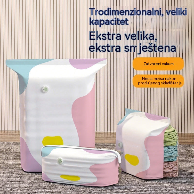 🧳【Set od 5 dijelova】💨 Vakuumske vrećice za pohranu velikog kapaciteta koje se mogu stisnuti: Nije potrebna pumpa, nepropusne su, idealne za uštedu prostora u koferu i domu ✈️