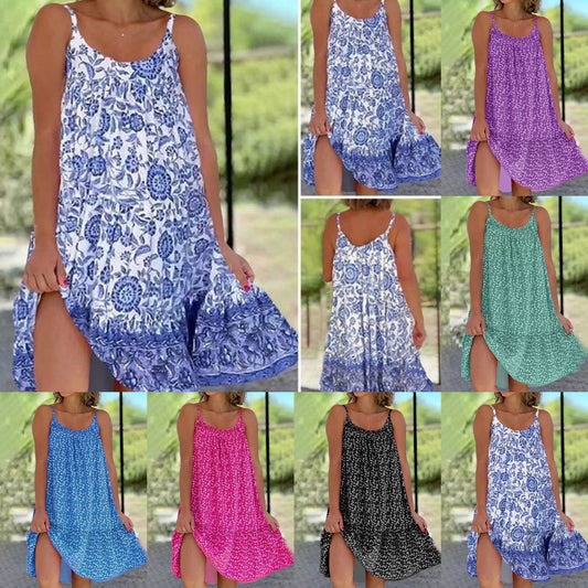 💃🌈【S-5XL】Nowa letnia sukienka na szelkach, szeroka spódnica, naturalna, przyjazna dla skóry, niezbędna na letnie podróże