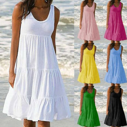 👗 【S-5XL】 Prosta sukienka w jednolitym kolorze-3686031