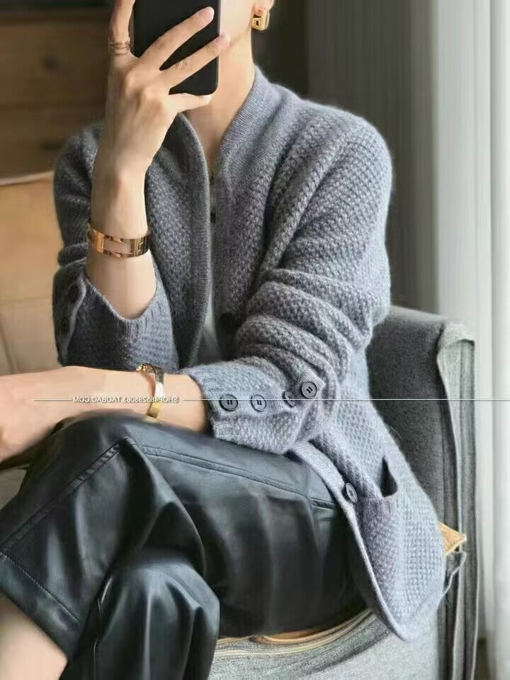【S-2XL】Jesienny i zimowy kardigan z francuskiego kaszmiru w nowym stylu retro 3752341