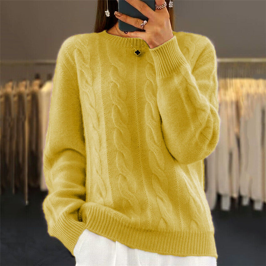 🔥⛄【S-XL】Nowy sweter z wełny na jesień i zimę 2025, jednolity kolor, wysokiej jakości