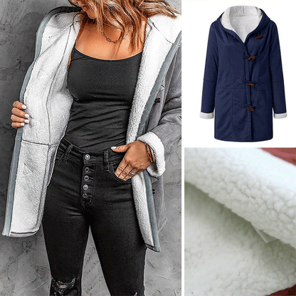 🥼🔥💖[Ograniczony czasowo rabat 43%] [S-5XL] 2025 moda i ciepło w jednym! Damska kurtka z kapturem, zamszowo-wełniana--3778724