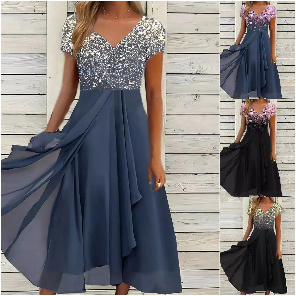 👗Nowość na lato 2025 🌈 Sukienka z wstawkami z szyfonu – miękka i przyjazna dla skóry, pełna stylu【S-5XL】