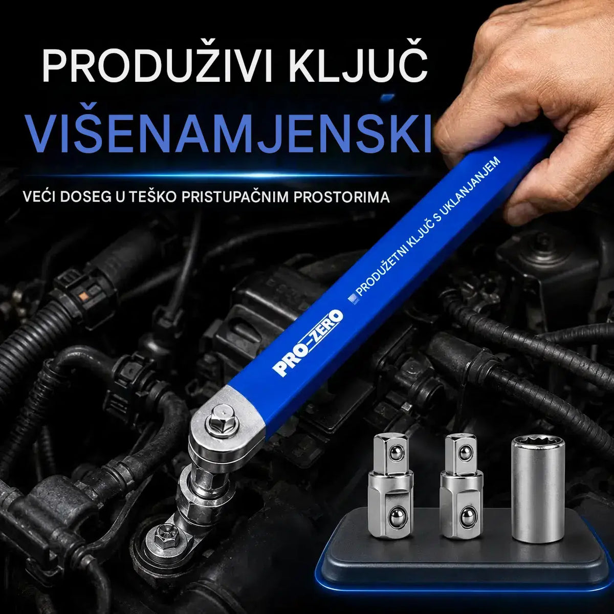 🔧✨【【5 komada po setu】 Podesivi višenamjenski izvlačivi ključ — dvostrani, štedi napor i doseže teško dostupna mjesta