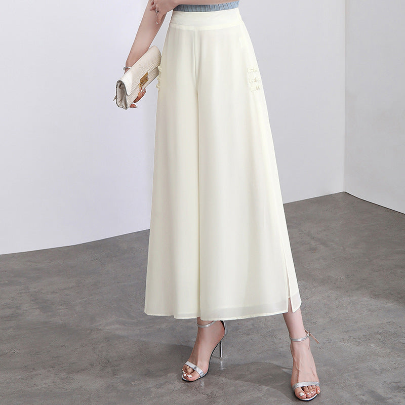 ✨🌈【M-4XL】👖💖【Nowy styl lata】2025 modne i eleganckie spodnie z szyfonu z szerokimi nogawkami, wygodne i oddychające