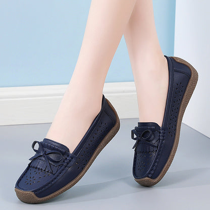 🌼Nowość w promocji👡Nowy model 2025🌼【rozmiary 35–44】Letnie damskie buty skórzane z ażurowym wzorem i frędzlami, przewiewne i wygodne