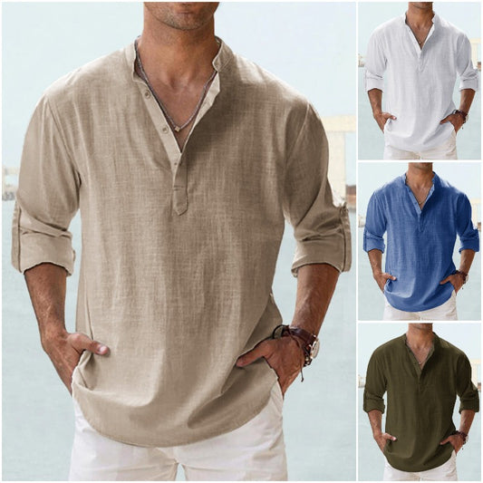 🌴👕【S-5XL】Męska koszula z długim rękawem wykonana z bawełny i lnu.3925964