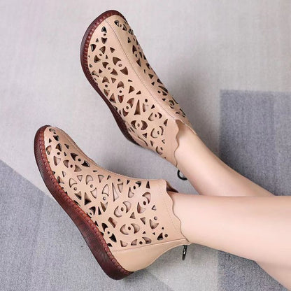 👡【35-42】 2024 nowe buty na co dzień z wydrążoną płaską podeszwą i miękką skórą--3654131
