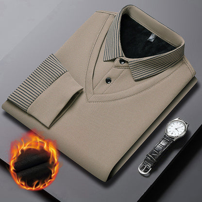 【⚡Obniżka 120 zł】【M-4XL】Dwukolorowa koszulka POLO z paskami i efektem fałszywej warstwy