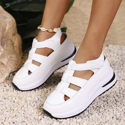 🔥【Oferta specjalna】🌸【35-43】Modne damskie sandały na 2025 rok, wykonane z prawdziwej skóry, z wygodnym ażurowym obcasem