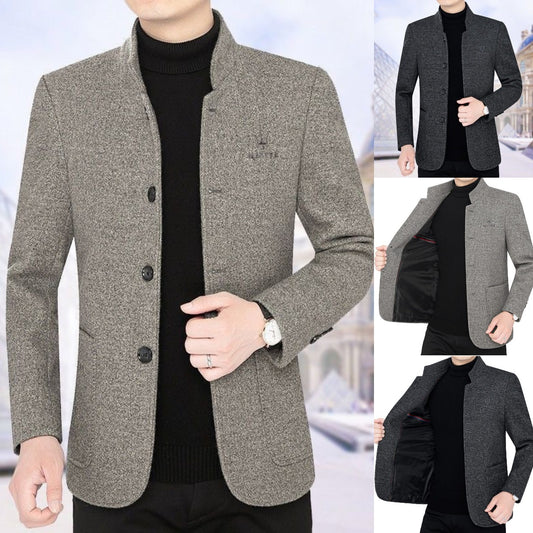 🍂【M-4XL】🔥2024 nowa swobodna kurtka z klapami męska jesienna i zimowa aksamitna, pogrubiona wełniana bluza 3809348