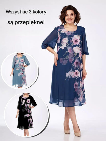 🌸 49% zniżki 💥💕【S-5XL】2025 Elegancka wiosenna sukienka z szyfonu z kwiatowym nadrukiem🌷