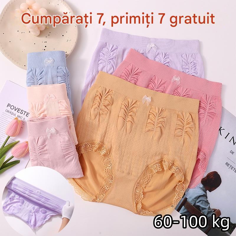 👩🔥【7 sztuk】(60-100 kg) wysokiej elastyczności, antybakteryjne majtki wysoki stan, modelujące brzuch, bielizna plus size-3887689