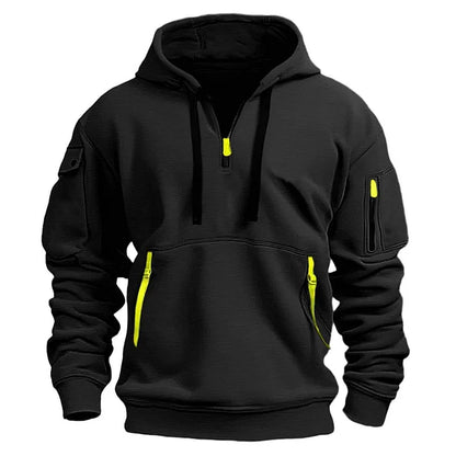 【S-5XL】Męska sportowa bluza z kapturem zapinana na zamek i wiele kieszeni-3770240
